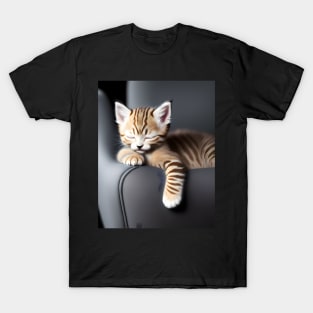 Adorable Sleeping Kitten - Modern Digital Art T-Shirt